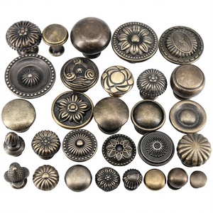 <b>Antique</b> <b>Brass</b> Metal Cabinet <b>Knobs</b> Round Flower Pattern Traditional Design Home Decor High Quality Fast Delivery 1PC - Product Image 1