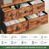Meuble TV en bois de style américain transfrontalier avec étagères ouvertes et tiroirs en tissu, multifonctionnel pour chambres, salons et rangement multimédia