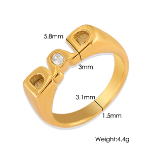 Anillo de Sello con Letra de Circonia, Chapado en Oro de 18K, Impermeable, con el Alfabeto de Moda, MOM, SIS, BRO, DAD, Anillo de Acero Inoxidable, Tendencia para Mujer - Product Image 6