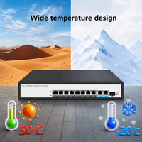 Switch PoE+ Gigabit non géré 8 ports, 30W/Port, budget 120W, 2 ports RJ45 + 1 port SFP Uplink, extension 250m, montage en rack sans ventilateur, caméra IP