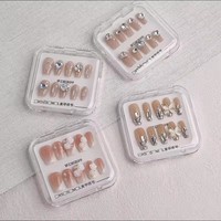 Boîte à bijoux en plastique rose transparente bricolage ongles à presser stockage affichage rond ongles en acrylique beauté ongles conseils boîte