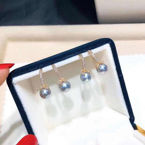 S925 <b>Silver</b> DIY Pearl Accessories Empty <b>Bracket</b> and Bow for Jewelry Earrings with 7-9mm Round Beads 21238 - Product Image 4