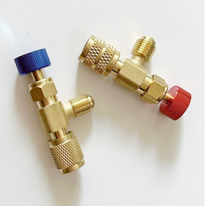 Válvula de seguridad de flúor para aires acondicionados, rojo y azul, R22 a R410a/R32, válvula de apertura de adición de líquido, herramienta de refrigeración - Product Image 4