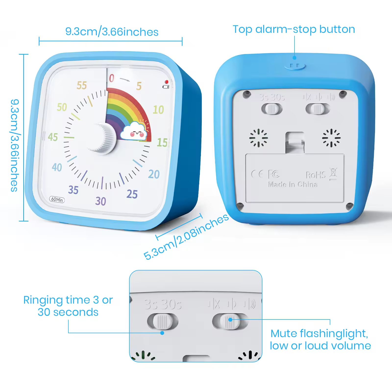 Visual Timer Clock Yunbaoit OEM Child Time Management Pomodoro Kitchen Timer Countdown Productivity Study Visual Timer for Kids