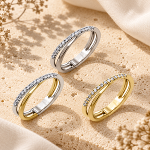 Anello bicolore da donna con design geometrico semplice, adatto per l'uso quotidiano. - Product Image 3