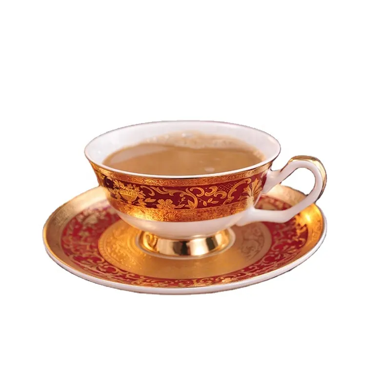 P & T Royal Ware Geprägte Golden Bone China Kaffeetassen Ein Grade Coffee Set Englisch Nachmittags tee Set Guter Rand Hotel Kaffee Tee tassen