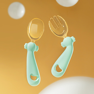 Mới đến PPSU Vật liệu uốn bé ăn muỗng đặt bé đào tạo muỗng đặt trẻ sơ sinh muỗng và ngã ba đặt - Product Image 2