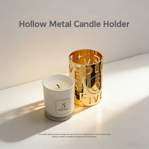 เชิงเทียนโลหะกลวง - เชิงเทียนตัวเลข 5 และตัวอักษรฉลุลายสีทองสำหรับตกแต่งบ้าน - Product Image 6