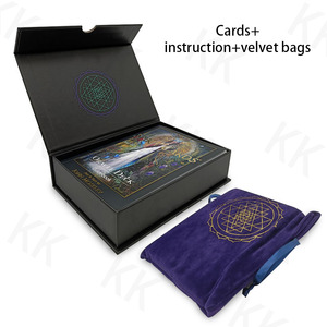 Nhà Máy Giá tùy chỉnh in ấn chất lượng cao tinh tế vàng đóng dấu Vàng cạnh Tarot Oracle thẻ boong với nhung Túi nam châm hộp - Product Image 3