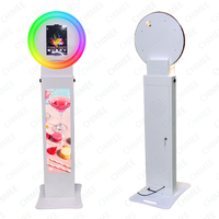 Photomaton à écran LCD de base Photomaton rond pour iPad avec tête réglable en angle et étui de vol gratuit Cabine de location de fournitures de fête