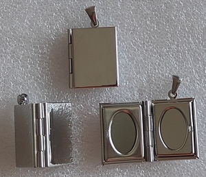 Medallón de marco de fotos Rectangular de acero inoxidable con acabado brillante en forma de <span class=keywords><strong>libro</strong></span> medallón en blanco imagen tallada medallón colgante joyería - Product Image 1