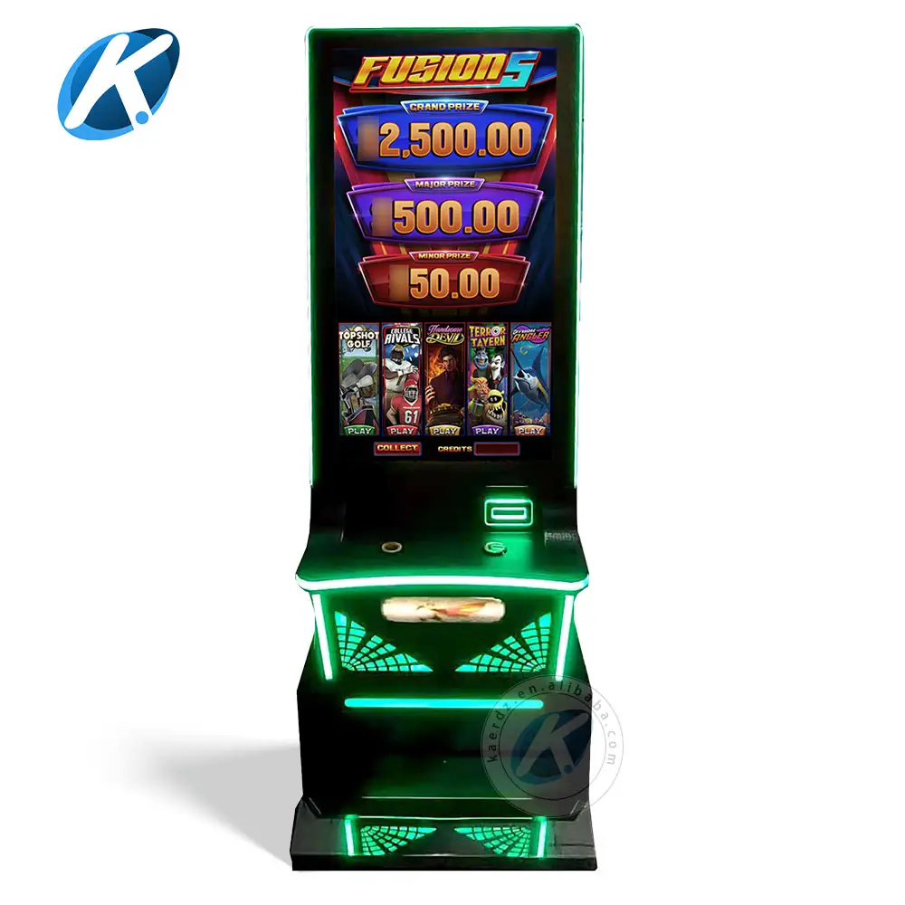 Customized Skill Game Machine 43 Inch Curved Touch Screen Vertical Arcade Cabinet Power Link