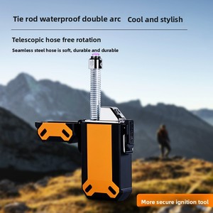 Allumeur double arc personnalisable Briquet camping moderne coupe-vent télescopique USB charge tuyau en métal étanche cadeau d'affaires - Product Image 5