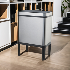 <span class=keywords><strong>Poubelle</strong></span> intelligente automatique 50L en acier inoxydable avec capteur, 2-en-1 avec couvercle, pour intérieur, bureau, cuisine, sur pieds - Product Image 5