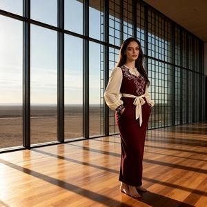 Vestido Abaya Elegante y Modesto de Poliéster con Bordado de Lujo, Diseño Personalizado al por Mayor para Mujeres Musulmanas - Product Image 2