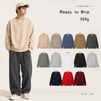 Sweat-shirt col rond en mélange de coton 300G, 55% coton 45% polyester, doux, poids moyen, décontracté, vente en gros