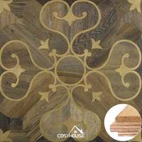 Cosyhouse Design de luxe en chêne blanc Versailles multicouche revêtement de sol métallique incrustation en métal motif floral Parquet de luxe avec verrouillage par clic