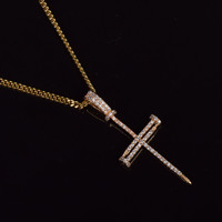 Collier avec pendentif croisé en cuivre de jésus chrétien, bijou chinois en forme de vis, collier avec croix en cristal CZ, 1 pièce