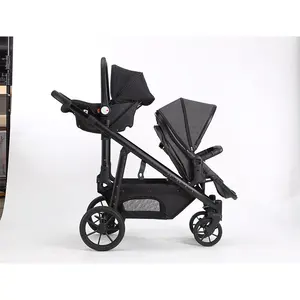 Carrinho de bebê duplo europeu dobrável 3 em 1 para carrinho de bebê, carrinho de bebê, carrinho de bebê, carrinho duplo, liga de EVA, recém-nascido