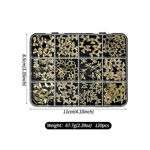 12Grirds 120 Pcs 3D Alliage Papillon Arc Ongles Strass Or Argent Ruban Noeuds Cravates Mixte DIY Nail Art Charmes Personnalisé - Product Image 5