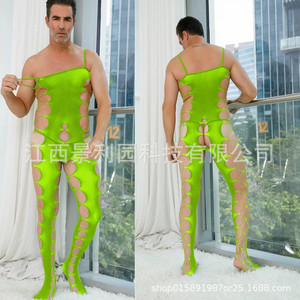 Men Sexy Mesh Bodysuit <b>Fishnet</b> Tights Hollow Out Temptation Underwear Spring 2024 Nylon Spandex - Product Image 4
