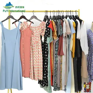 American Branded Used Clothing Casual Vintage Used Ladies Cotton Dress Wholesale Clothing