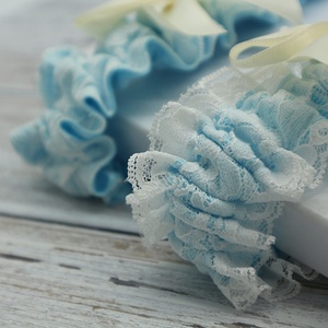 Jarretière de mariage en ruban de satin bleu clair ensemble jarretière de mariée en dentelle <span class=keywords><strong>ivoire</strong></span> pour la décoration des jambes jarretelles élégantes ceinture - Product Image 3