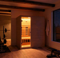 Kabin Sauna Inframerah Jauh Dalam Ruangan Berkualitas Tinggi untuk 3 Orang, Terbuat dari Kayu Hemlock Kanada