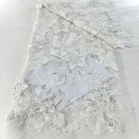 Brodé à la main en dentelle perle paillettes broderie tridimensionnelle tissu de mariage français mariée 3D dentelle Tissu De Dentelle fait main