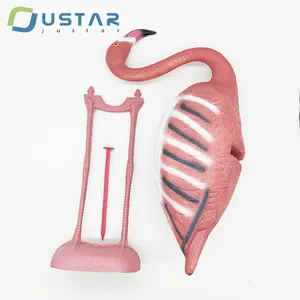 Mini Statue de pelouse avec jambes en métal, flamant rose en plastique, piquet décoratifs de jardin, longueur de pieds réglable pour les marches, 2 pièces