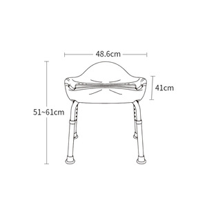 Zhi Nian Shower Chair Aluminum Alloy 486mm Width <b>Adjustable</b> <b>Height</b> Elderly Bathroom <b>Stool</b> With Backrest - Product Image 2