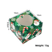 Boîte à cupcakes de Noël transfrontalière avec fenêtre transparente, emballage en forme de cœur pour muffins, boîte à bonbons Père Noël blanche
