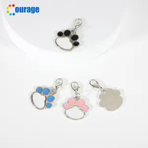 Etiqueta de identificación con <span class=keywords><strong>huella</strong></span> de gato para mascotas, etiquetas personalizadas con nombre, en blanco, gran oferta - Product Image 2