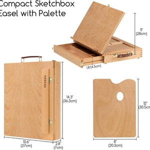 Chevalet de bureau en bois massif, petit chevalet pour enfants, chevalet d'art, hauteur réglable, tiroir, planche à dessin, support pliable - Product Image 1