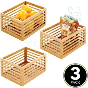 Lot de 3 paniers de rangement en bambou pour la maison, à utiliser sur les comptoirs - Product Image 4