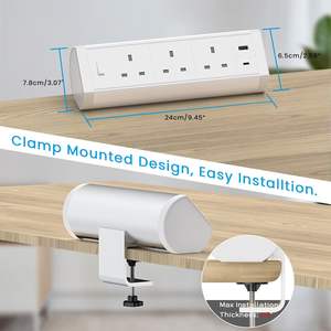 Regleta <span class=keywords><strong>de</strong></span> alimentación industrial <span class=keywords><strong>de</strong></span> sobremesa del Reino Unido con <span class=keywords><strong>interruptor</strong></span>, 1 puerto USB-A, montaje en borde <span class=keywords><strong>de</strong></span> escritorio, toma <span class=keywords><strong>de</strong></span> corriente con abrazadera <span class=keywords><strong>de</strong></span> escritorio <span class=keywords><strong>de</strong></span> aleación <span class=keywords><strong>de</strong></span> aluminio - Product Image 4