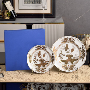 Luxury Golden Floral Ceramic Dinnerware <b>Set</b> Gold Rim Porcelain Plates Bowls <b>Cups</b> Teapot and Vases for Elegant Dining and Decor - Product Image 2