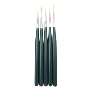 Customized Dark Green Wood Handle 3D Nail Art Nylon Liner Brush <b>Set</b> 15cm 20 <b>Set</b> with OEM Bag Salon Manicure Nail Brushes - Product Image 5