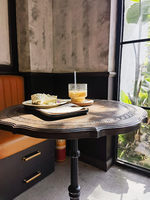 Table basse vintage en bois massif et fer forgé, style loft français et américain du milieu du siècle, pour café et pâtisserie, chaises incluses, en frêne.