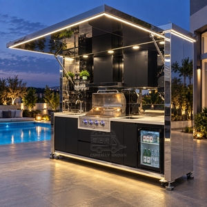 Small Stainless Steel Outdoor Kitchen Mobile Cooking Station With Storage Shelves And Worktop For Garden Patio - Product Image 5