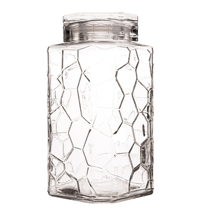 Approvisionnement en usine en gros Cube d'<span class=keywords><strong>eau</strong></span> bocal de stockage en verre coloré scellé couvercle à vis Mason bidon <span class=keywords><strong>prix</strong></span> bon marché pour les Condiments - Product Image 1
