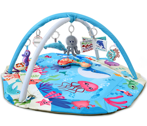 Tapis d'éveil et piscine à balles sur le thème de l'océan, lavable, pour bébé, pour le développement visuel - Product Image 2