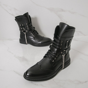 Bottes de moto de haute qualité, résistantes à l'usure, grande taille, style punk, à la mode, avec fermeture éclair et semelle extérieure en caoutchouc, pour l'automne/hiver - Product Image 3