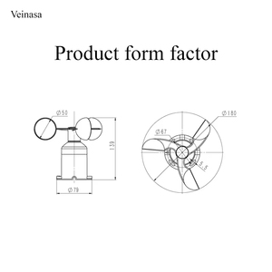 Veinasa-WSS01 Sensor de Velocidad del Viento RS485 de 3 Copas, Anemómetro ABS para Estación Meteorológica y Grúa - Product Image 6