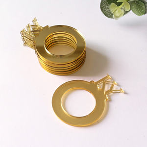 Cincin serbet pernikahan mewah unik potong Laser akrilik inisial nama kustom cincin serbet emas dekorasi mandi pengantin - Product Image 5