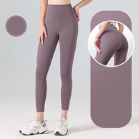 Großhandel Lange Nahtlose Atmungsaktive Leichte Schnelltrocknende Damen-Sport-Yogahosen mit Hoher Elastizität Einfarbig Hohe Taille Hüftformend