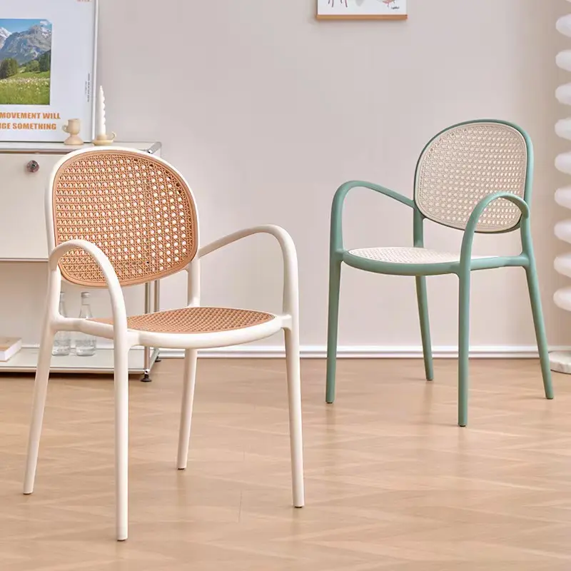 Kursi Taman plastik luar ruangan, furnitur rumah ruang makan desain kursi makan kayu Modern dapur kursi Bar