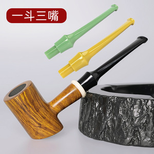 Tobacco Pipe With 9Mm Activated Carbon Filter And Colored Acrylic Mouthpiece Straight Type For Smoking - Product Image 1