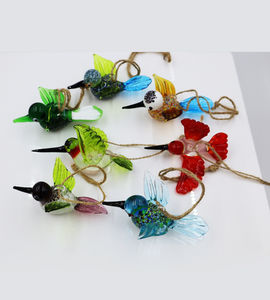 El üflemeli Murano Lampwork füzyon cam zanaat ev dekorasyon asılı Hummingbird kuş figürleri süs kanca iç için - Product Image 6