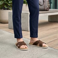 Sandales décontractées à brides croisées pour hommes, pointures 38-43, dessus en daim de vache, doublure en peau de porc, semelle en caoutchouc mousse, mules plates souples